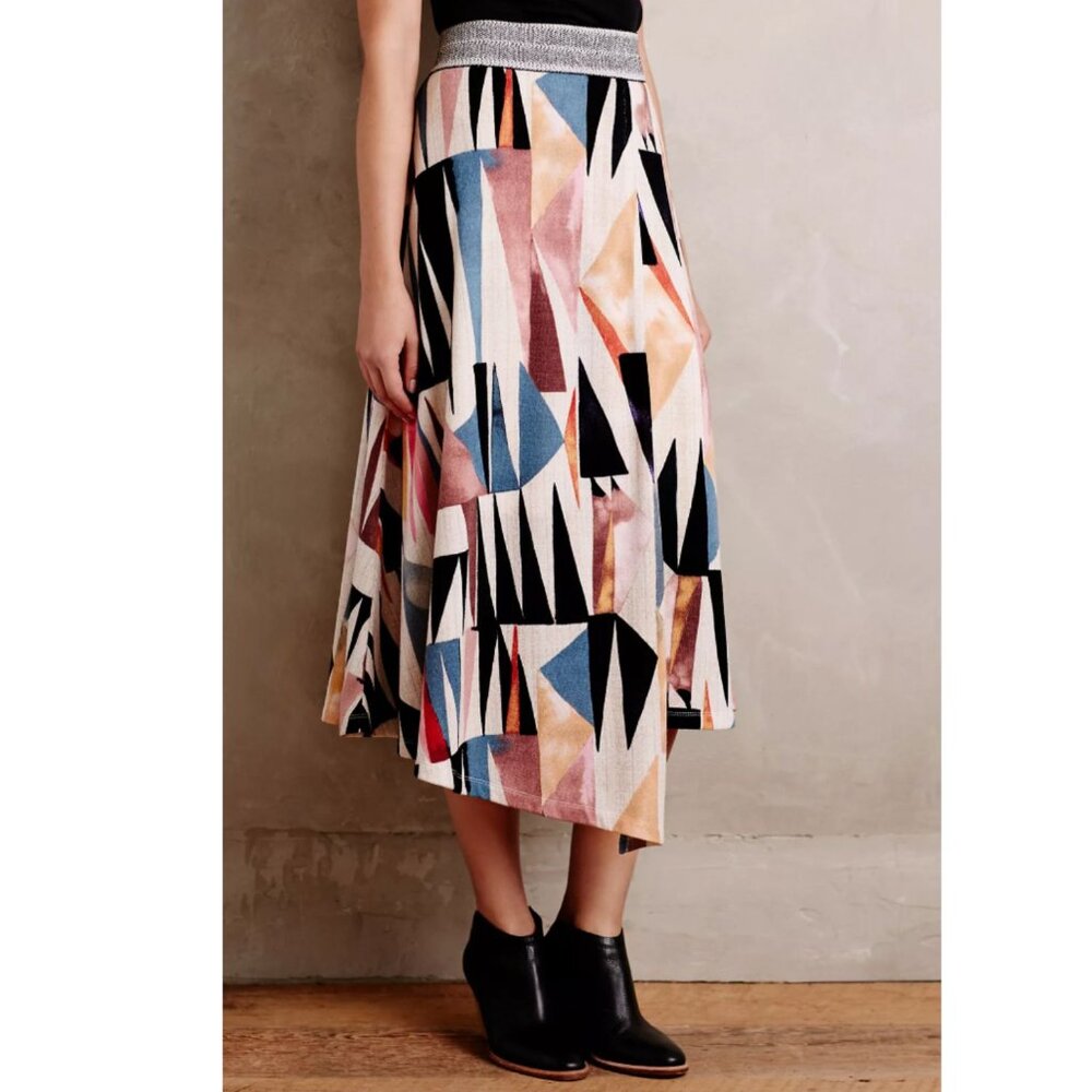 ANTHROPOLOGIE || Marini Wrap Skirt Vanessa Virginia Multi-color Geometric
